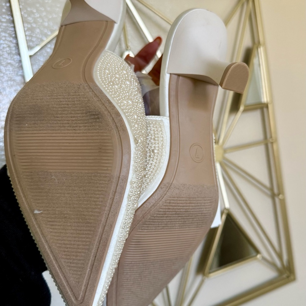 NWT A New Day Milan Pearl Slingback Heels Ivory Size 7 Bridal Coquette - Picture 9 of 9